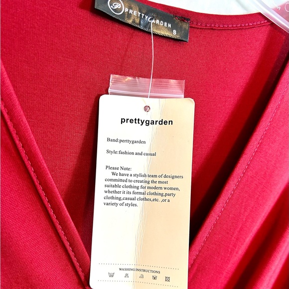 NWT Pretty Garden Red Midi Bodycon Dress / Small - Picture 6 of 11